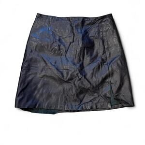 Vintage grunge whimsigoth black leather mini skirt womens size XS 24" waist